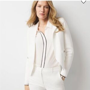 White House Black Market Cropped Sweater Blazer - Ecru - Size XS